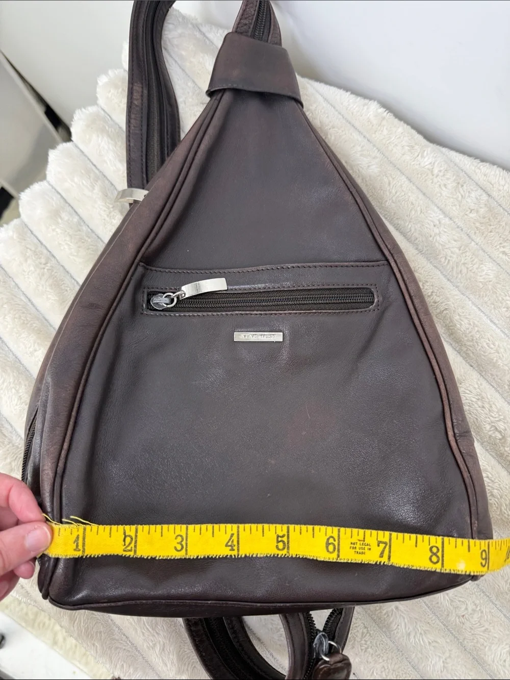 Vintage Nine West Dark Brown Leather Sling Backpack